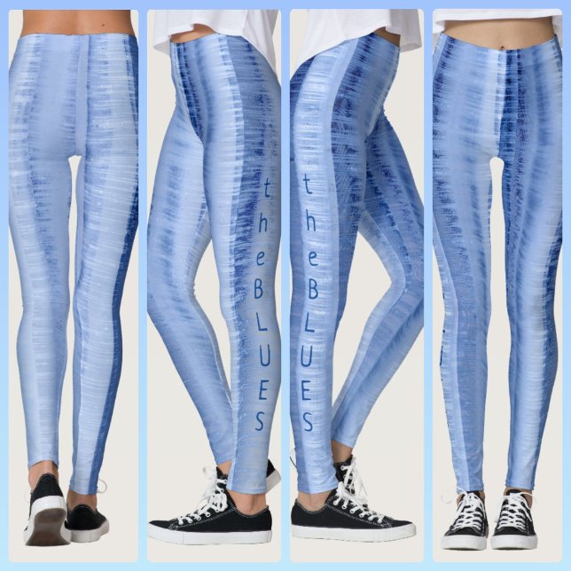 Cool Icy Light Blue Stripes Chic Leggings (Creator Uploaded)