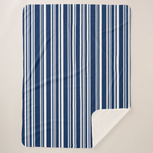 Cool Indigo and White Modern Stripes Sherpa Blanket