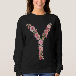 Cool Initial Alphabet Monogram Flowers  Floral Let Sweatshirt
