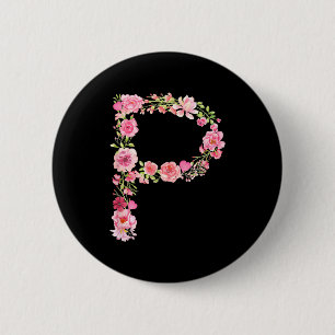 Cool Initial Alphabet Monogram Flowers Floral Lett 6 Cm Round Badge