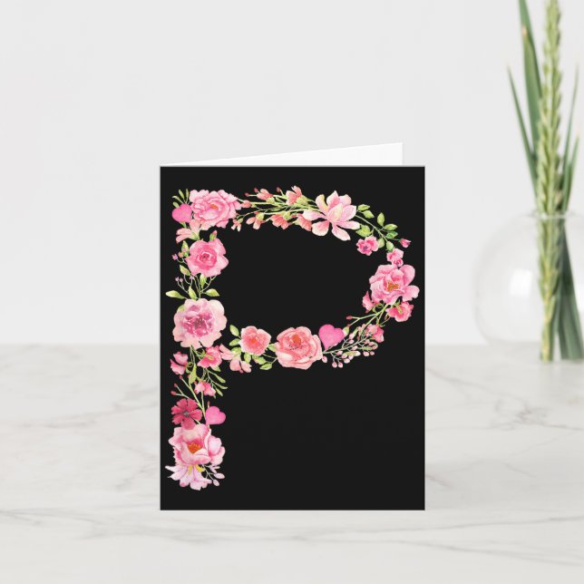 Cool Initial Alphabet Monogram Flowers Floral Lett Card (Front)