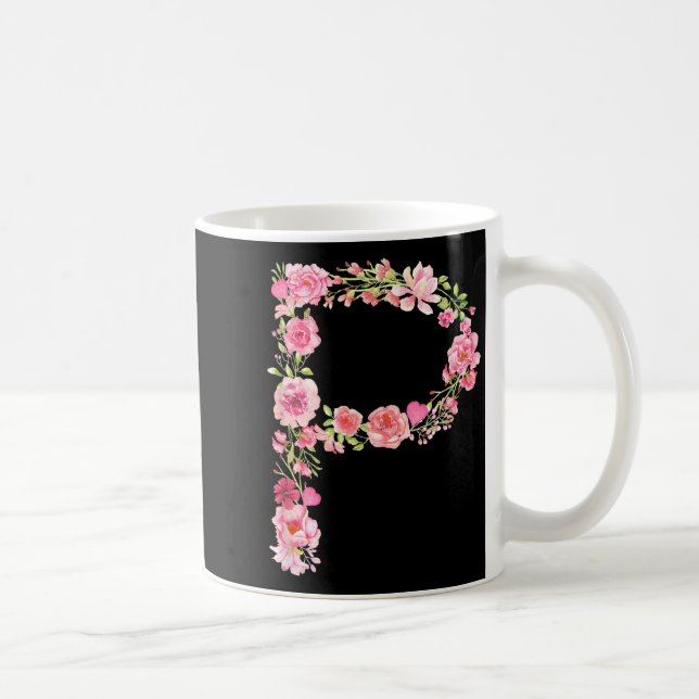 Cool Initial Alphabet Monogram Flowers Floral Lett Coffee Mug (Right)