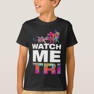Cool Inspirational Triathlon Colourful Paint Kids T-Shirt
