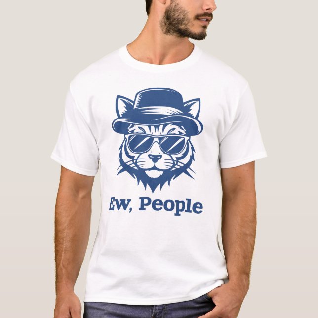 Cool Introvert Cat Ew People T-Shirt (Front)