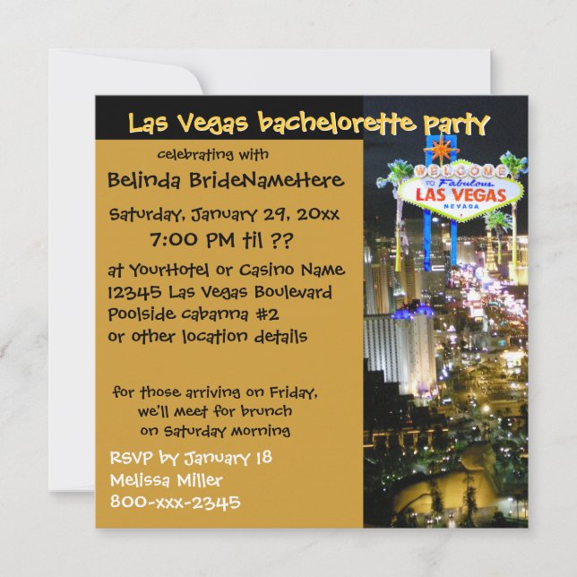 Cool Invites for Las Vegas Bachelorette (Front)