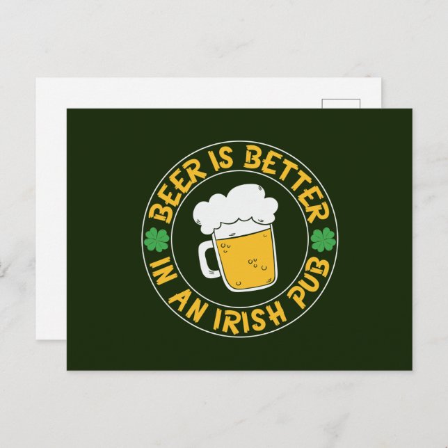 cool Irish pub beer word art Holiday Postcard (Front/Back)