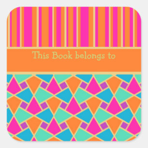 Cool Islamic Pattern and Stripes Bookplates Square Sticker
