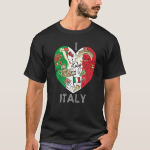 Cool Italian Flag Map Heart Italy Graphic Italian  T-Shirt