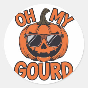Cool Jack O Lantern with Sunglasses - Oh My Gourd  Classic Round Sticker