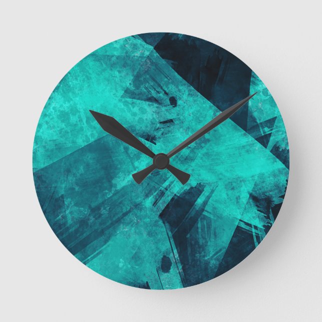 Cool Jagged Blue Abstract Round Clock (Front)