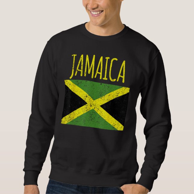 Cool Jamaica distresssed Jamaican flag proud Jamai Sweatshirt (Front)