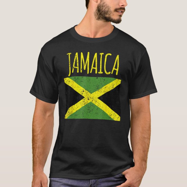 Cool Jamaica distresssed Jamaican flag proud Jamai T-Shirt (Front)