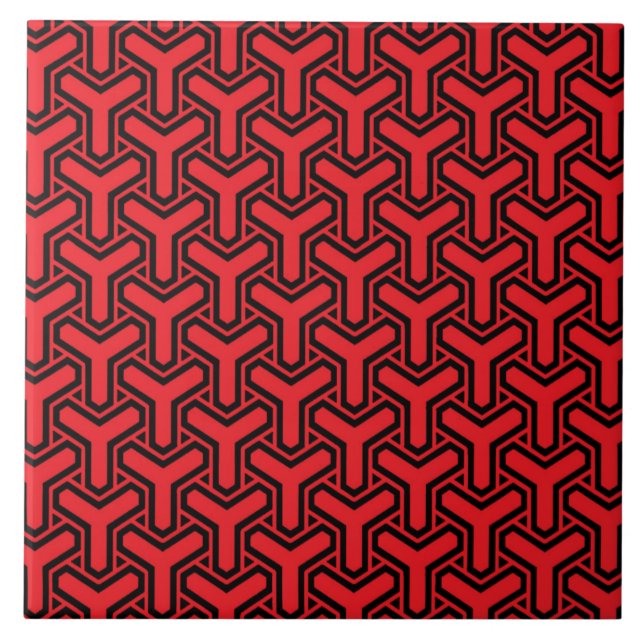 cool Japan red pattern Ceramic Tile (Front)