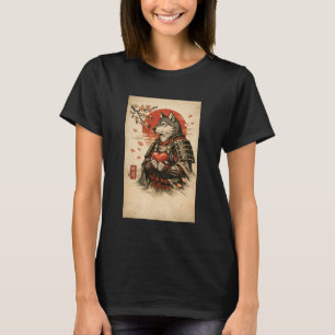 Cool Japanese Anime Samurai Warrior Wolf Holding H T-Shirt