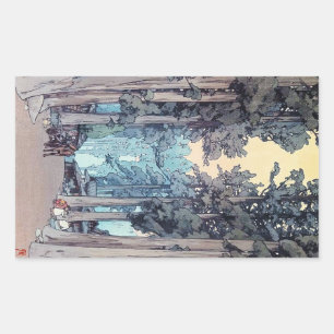 Cool japanese classic Hiroshi Tada forest painting Rectangular Sticker