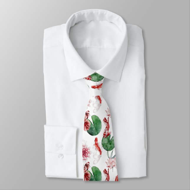 cool Japanese fish tiled pattern Tie (Tied)