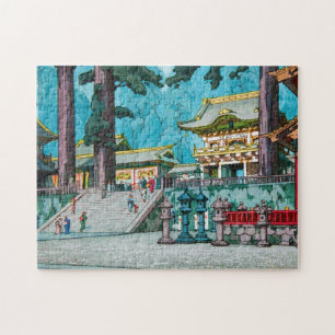 Cool japanese kawase hasui temple forest shrine jigsaw puzzle