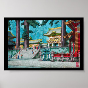 Cool japanese kawase hasui temple forest shrine poster