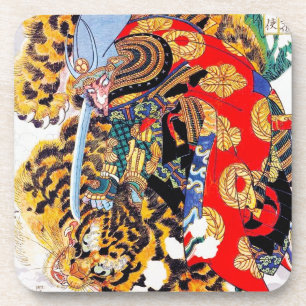 Cool japanese  Legendary Samurai fight tiger art Coaster