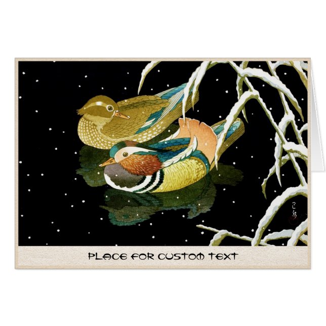 Cool japanese mandarina duck black pond snow (Front Horizontal)