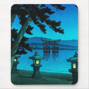 Cool japanese moonlit night gate sea hasui kawase mouse pad