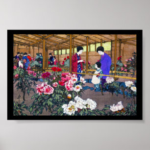 Cool japanese oriental flower garden people scene poster