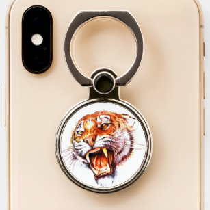 Cool japanese roaring tiger head tattoo cartoon phone ring stand