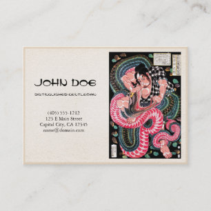 Cool japanese samurai hero warrior snake fight business card