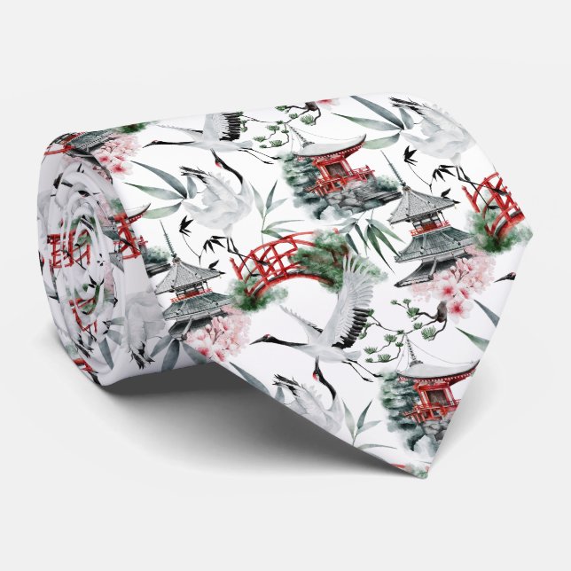 Cool Japanese tiled pattern  Tie (Rolled)