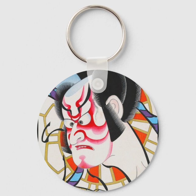 Cool japanese traditional kabuki makeup tadamasa key ring (Front)