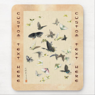 Cool japanese vintage ukiyo-e butterfly scroll mouse pad