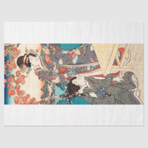 Cool japanese vintage ukiyo-e geisha old scroll tissue paper