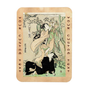 Cool japanese vintage ukiyo-e scroll two geishas magnet
