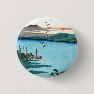 Cool japanese vintage ukiyo-e sea waterscape scene 3 cm round badge