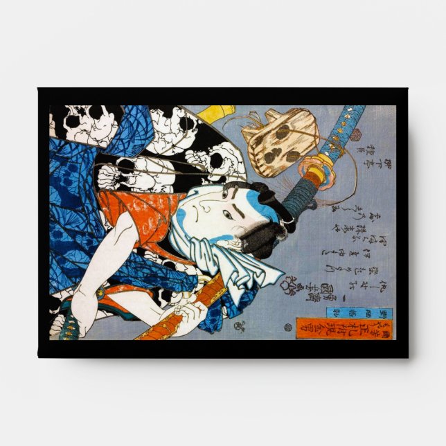 Cool japanese warrior hero samurai skull art envelope (Front)