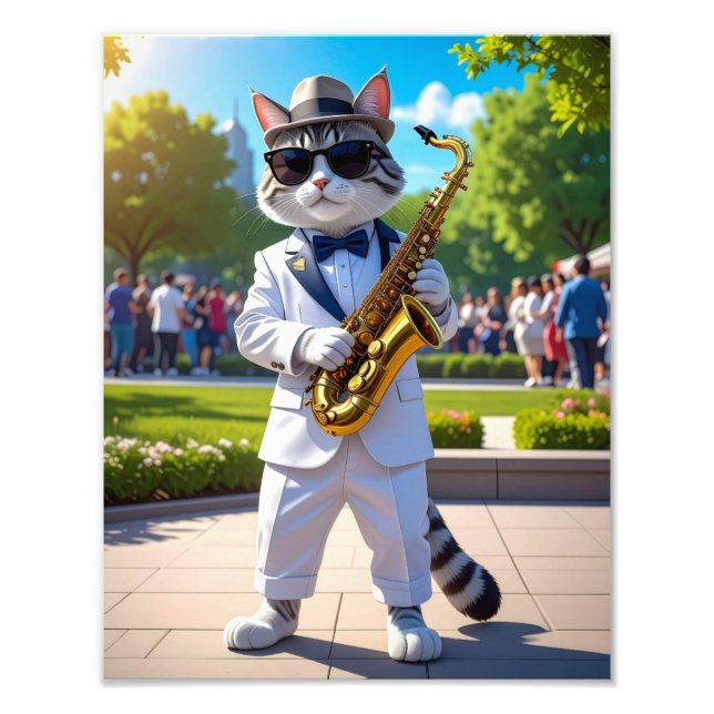 Cool Jazz Cat Photo Print (Front)