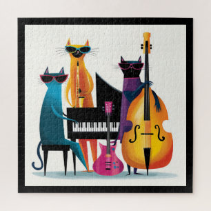 Cool Jazz Cats Musicians Band Jigsaw Puzzle