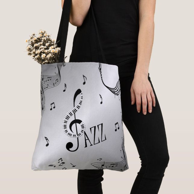 Cool Jazz Silver Tote Bag (Close Up)