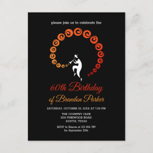 Cool Jazz Trumpet Musician 60th Birthday Party Invitation Postcard