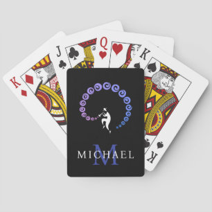 Cool Jazz Trumpet Musician Monogram Blue Lilac Playing Cards
