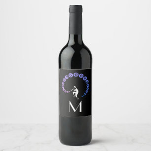 Cool Jazz Trumpet Musician Monogram Blue Lilac Wine Label