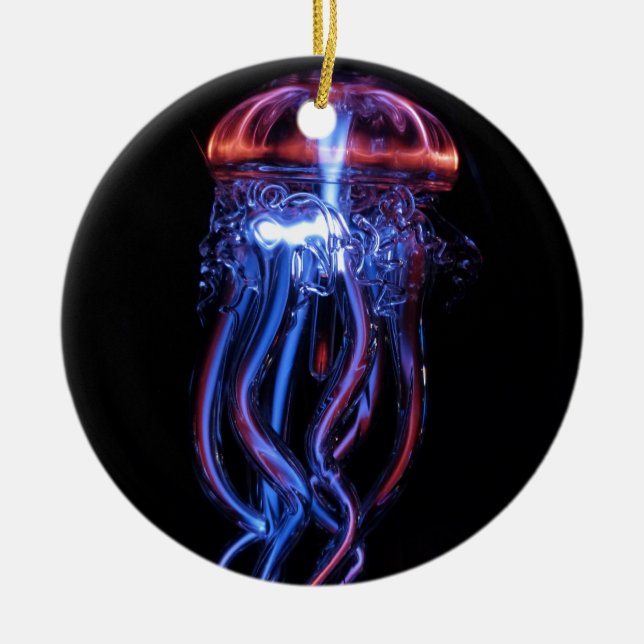 Cool Jellyfish Luminous Light Phenomeno Ceramic Ornament (Front)