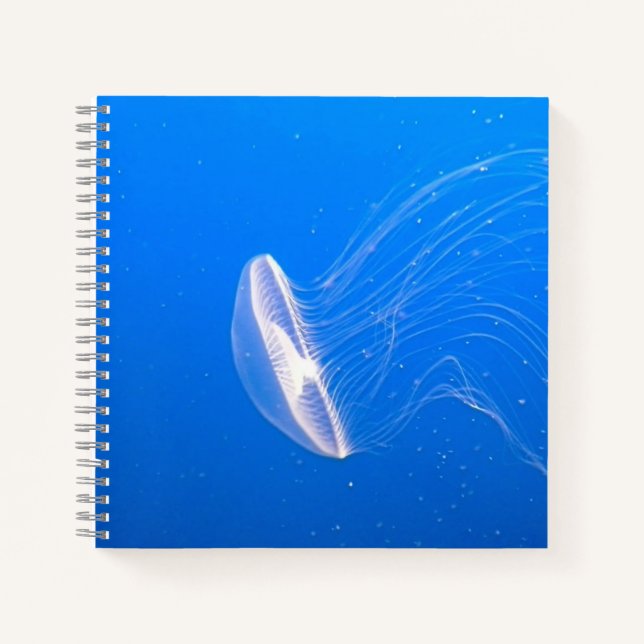 Cool Jellyfish Tentacles Bright Blue Water Notebook (Front)