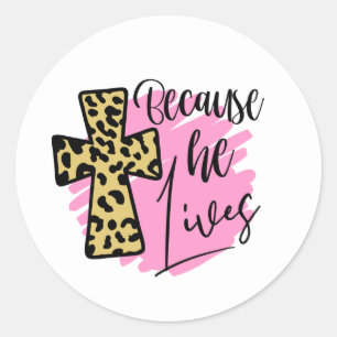 Cool Jesus lives word art Classic Round Sticker