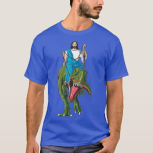 Cool Jesus Riding Dinosaur  Funny Christian Dino T-Shirt
