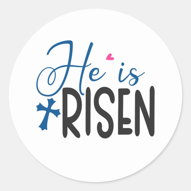 Cool Jesus Risen word art Easter  Classic Round Sticker (Front)