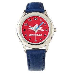 Cool jet fighter kid's watch with custom boys name