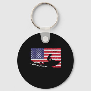 Cool Jet Ski For Men Women Skiers Us American Flag Key Ring