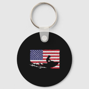 Cool Jet Ski For Men Women Skiers Us American Flag Key Ring