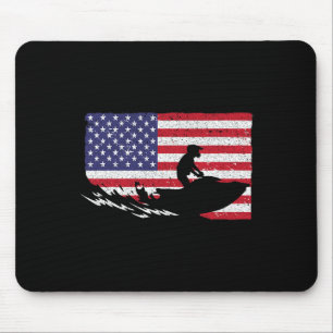 Cool Jet Ski For Men Women Skiers Us American Flag Mouse Pad